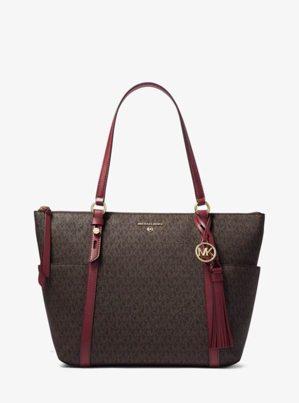 Damske Prenosná Taška Michael Kors Sullivan Large Logo Top-Zip Bordove - Kabelky Michael Kors Levně | VOXSJ-0596